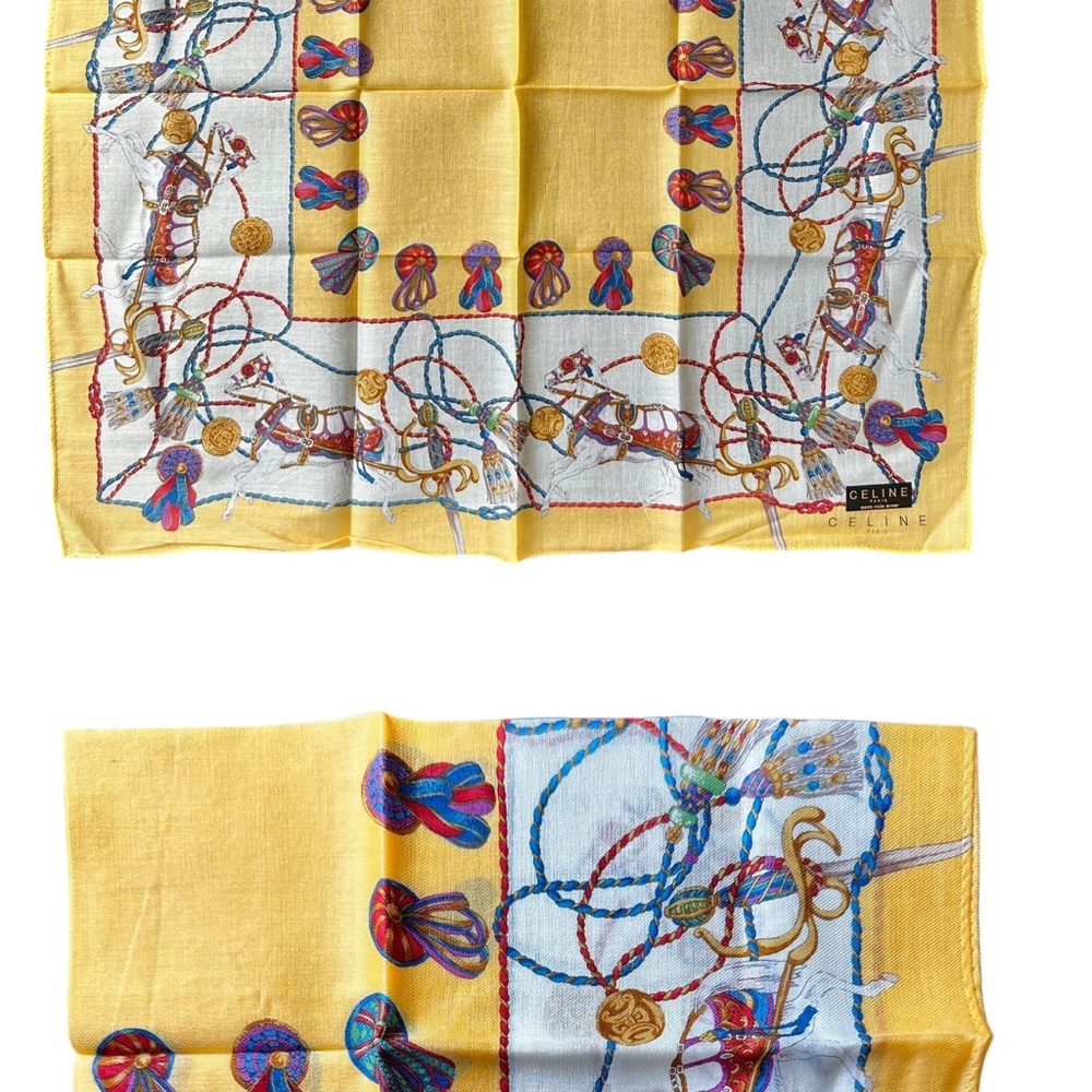 CELINE Yellow and Blue Scarf - Picture 2 of 3